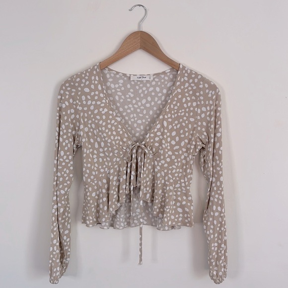 Wild Love Front Tie Spotted Crop Top - Picture 1 of 4